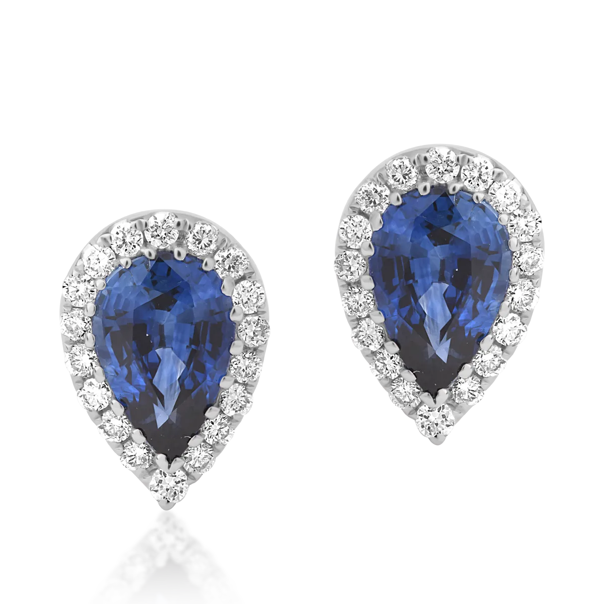 18K white gold earrings with sapphires of 0.9ct and diamonds of 0.14ct