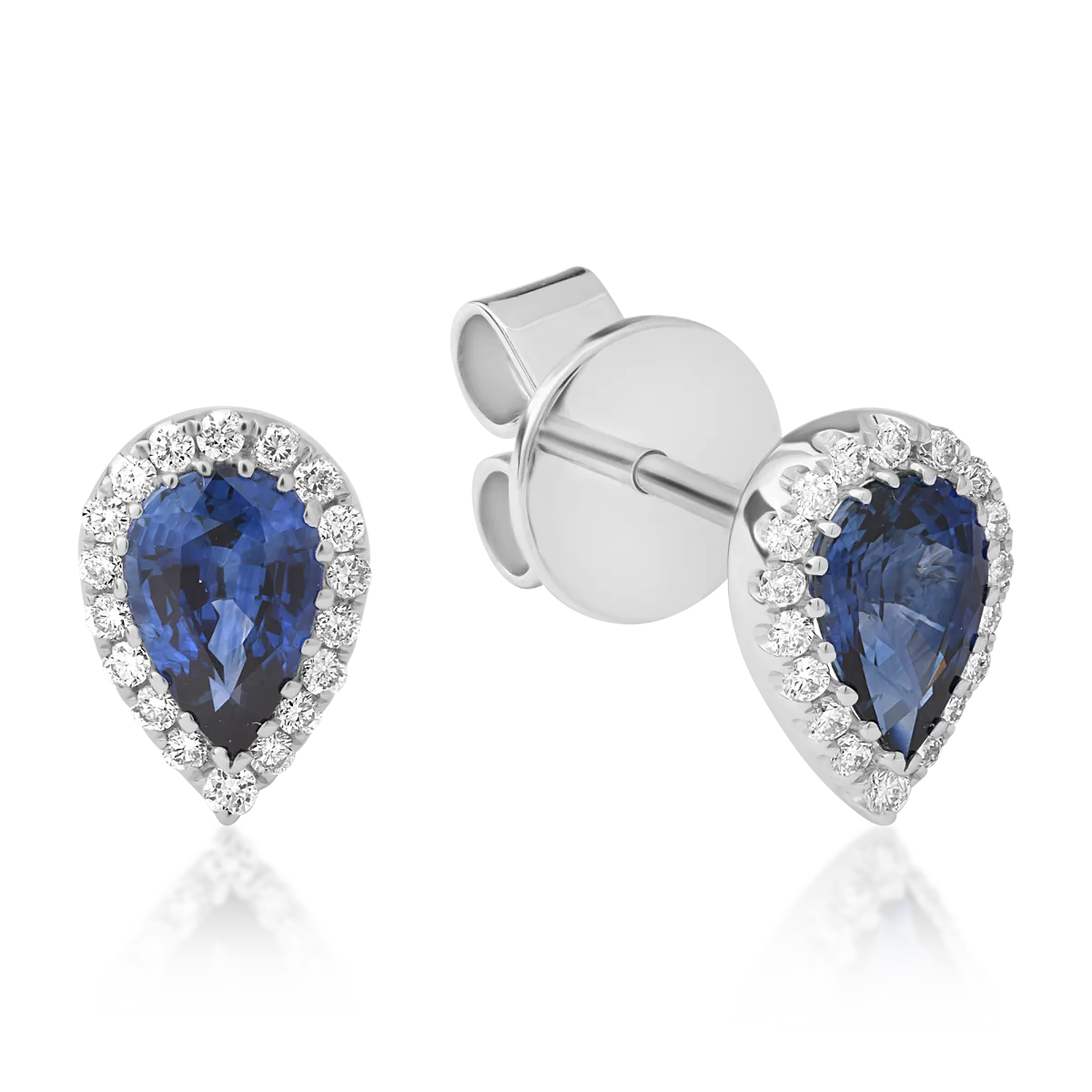 18K white gold earrings with sapphires of 0.77ct and diamonds of 0.14ct