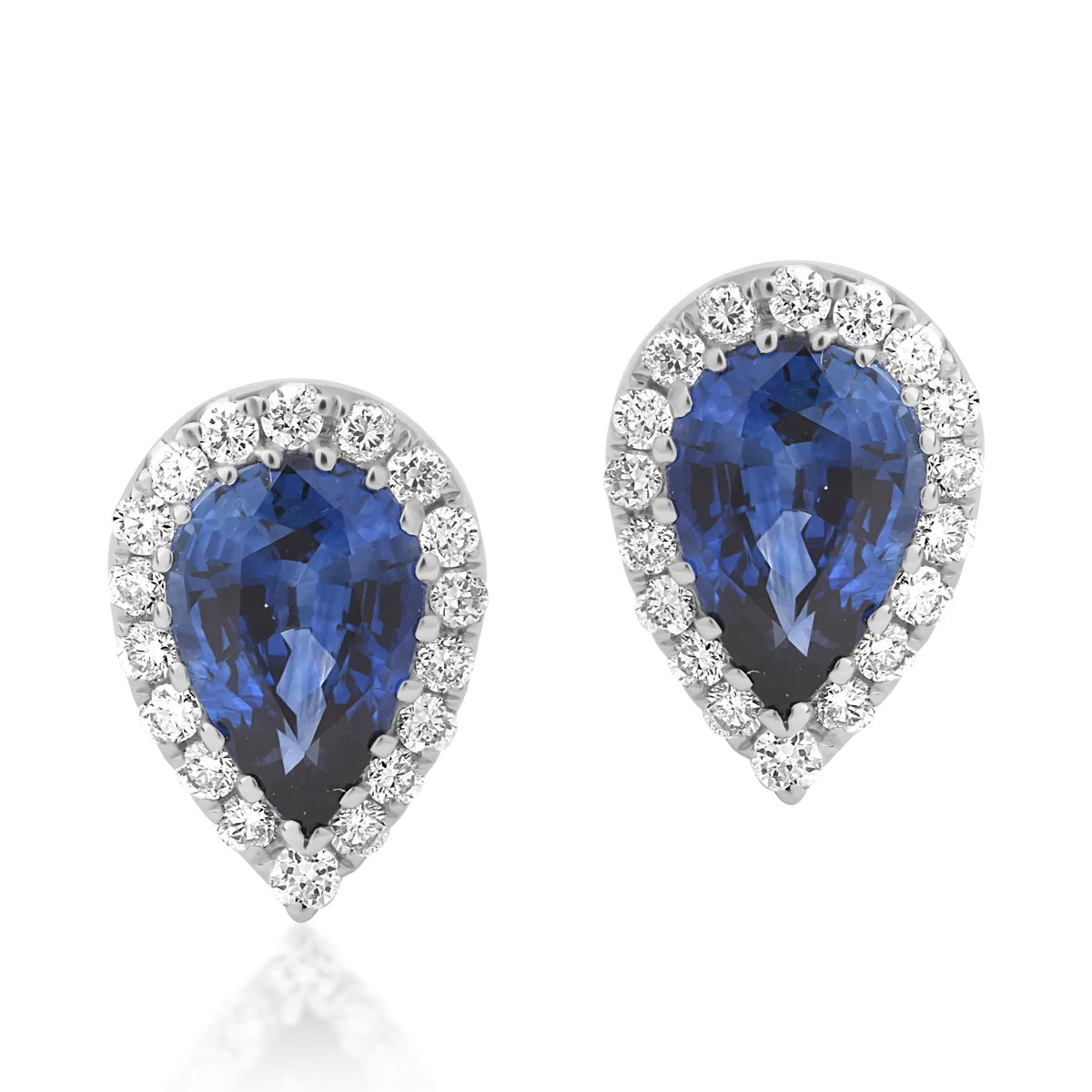 Teilor Cercei din aur alb cu safire pear de 0.77ct si diamante de 0.14ct