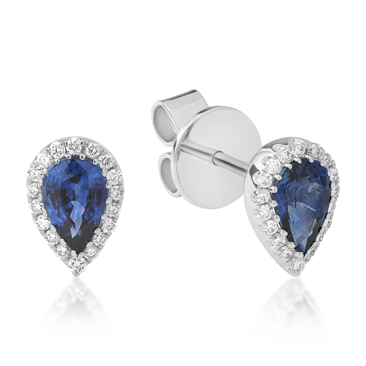 Teilor Cercei din aur alb cu safire pear de 0.77ct si diamante de 0.14ct