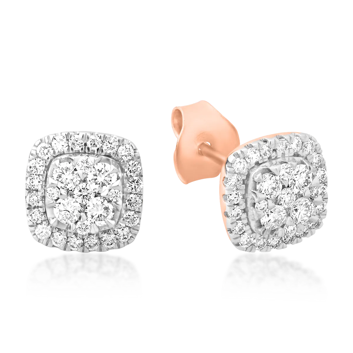 Cercei din aur alb-roz de 18K cu diamante de 0.53ct