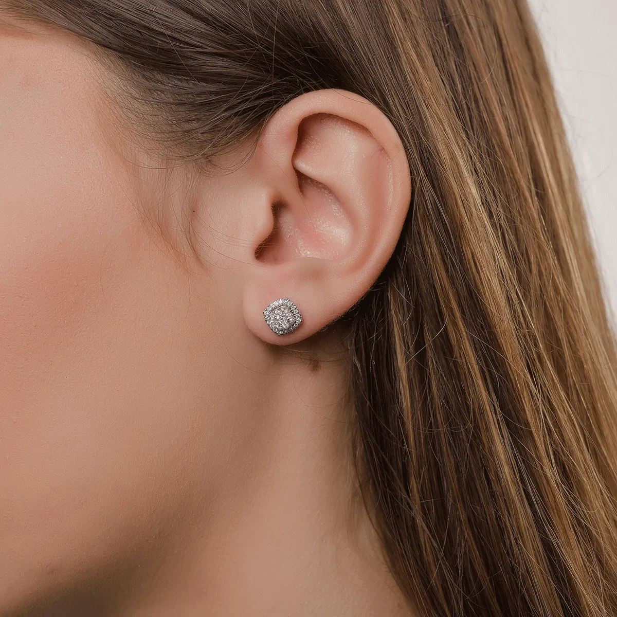 Cercei din aur alb-roz cu diamante de 0.53ct