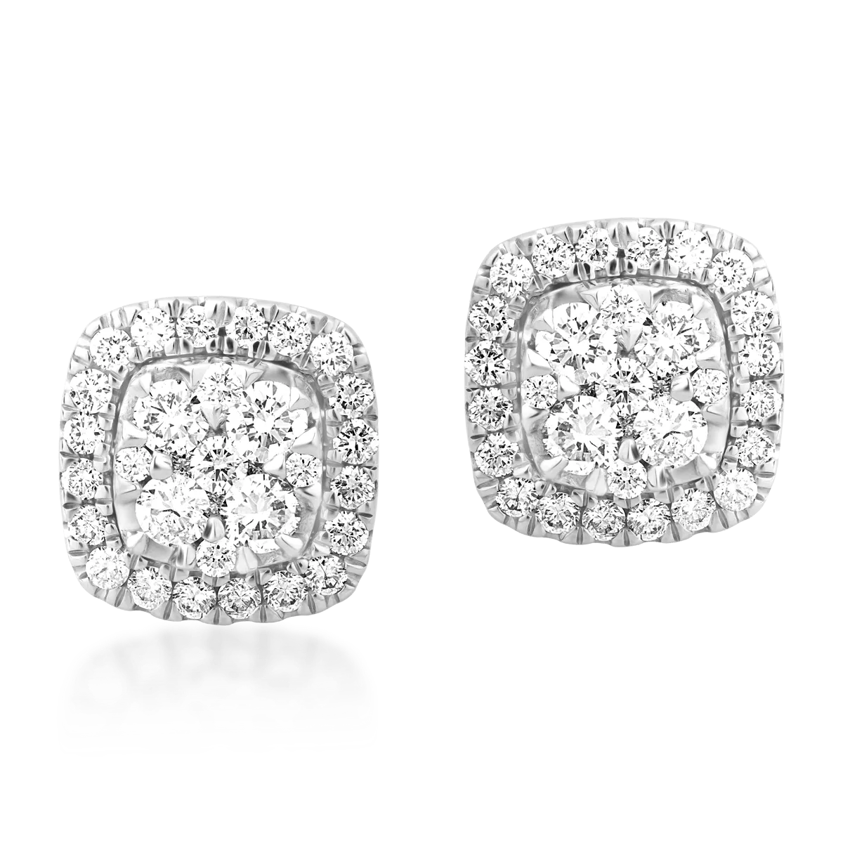 Обеци от бяло злато 18К с диаманти 0.542гкт