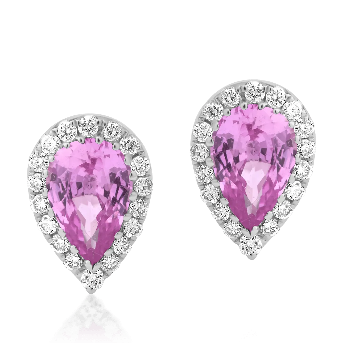 18K white gold earrings with 0.96ct pink sapphires and 0.13ct diamonds