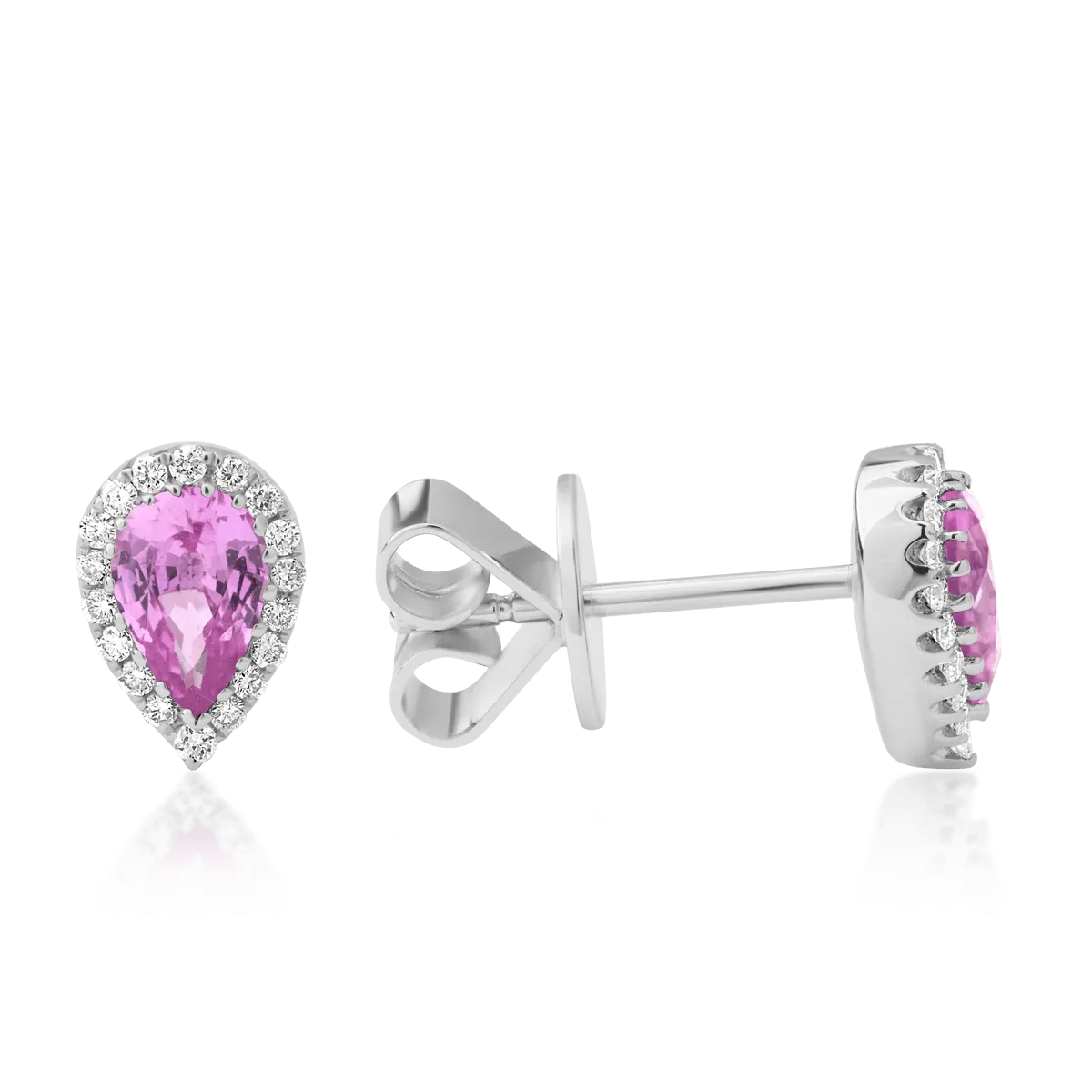 18K white gold earrings with 0.96ct pink sapphires and 0.13ct diamonds