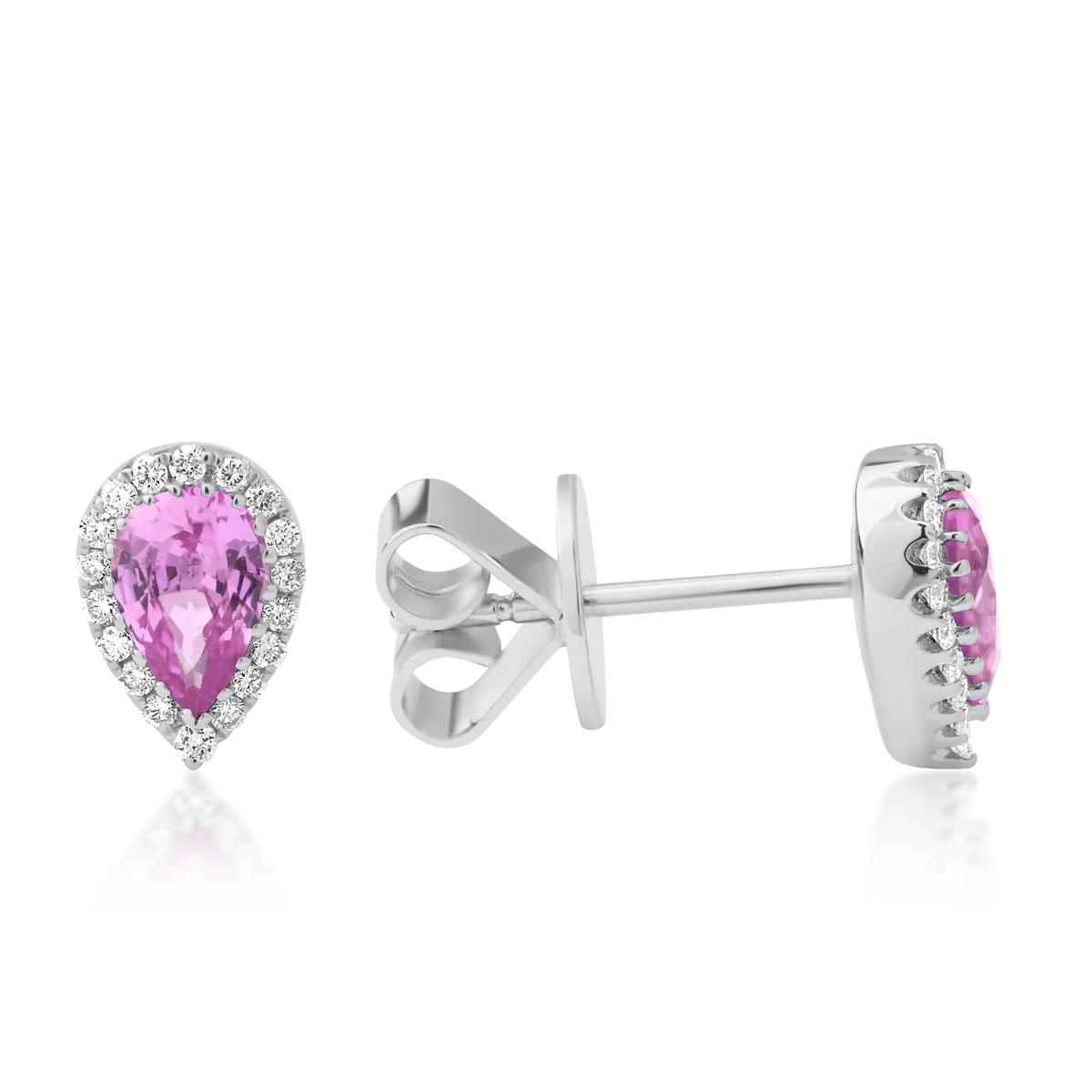 Обеци от 18K бяло злато с розови сапфири от 0.84ct и диаманти от 0.13ct