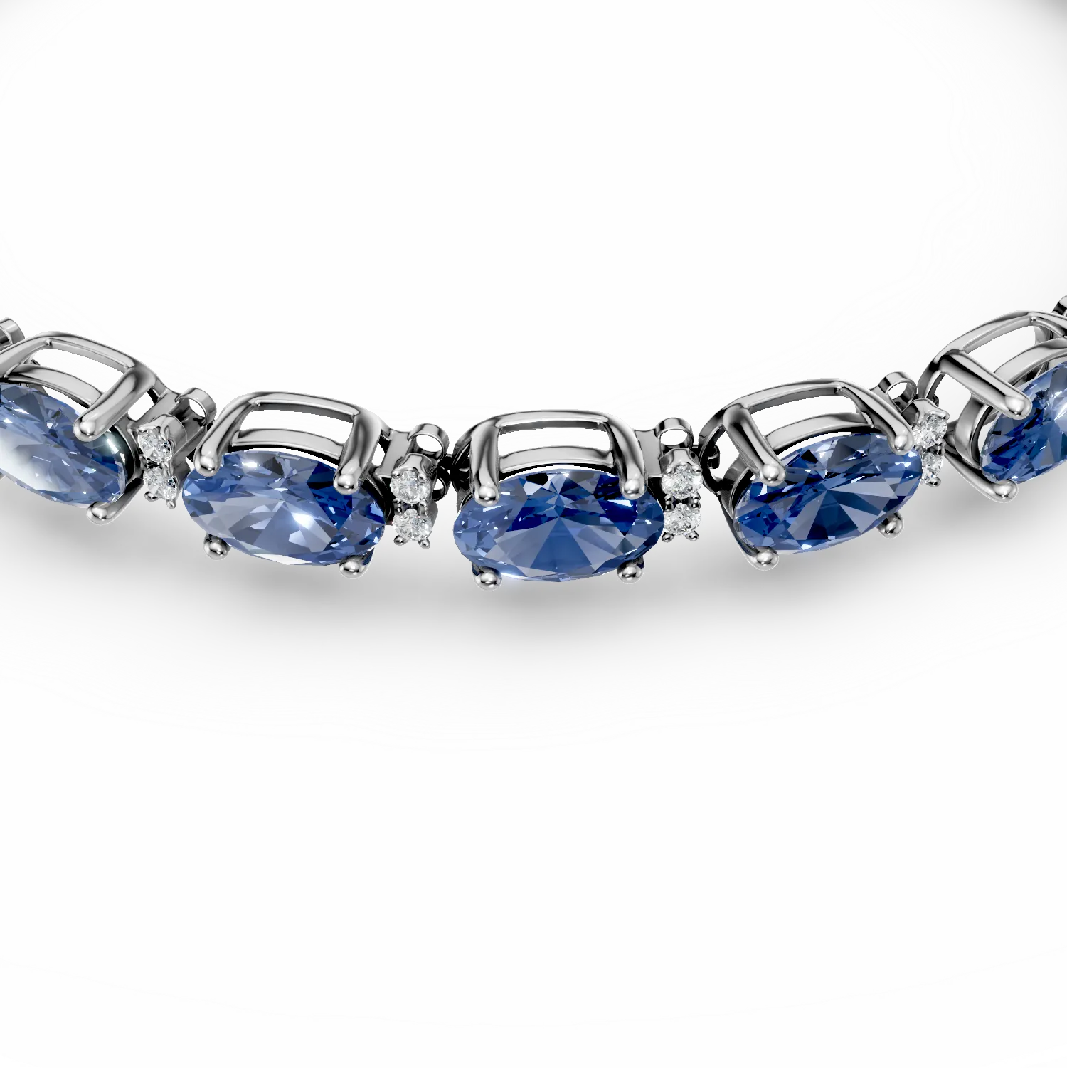 18 karátos fehérarany karkötő 10.89 karátos tanzanittal és 0.26 karátos gyémántokkal
