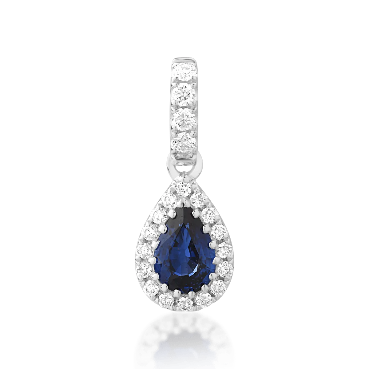 Pandantiv din aur alb de 18K cu safir de 0.45ct si diamante de 0.12ct