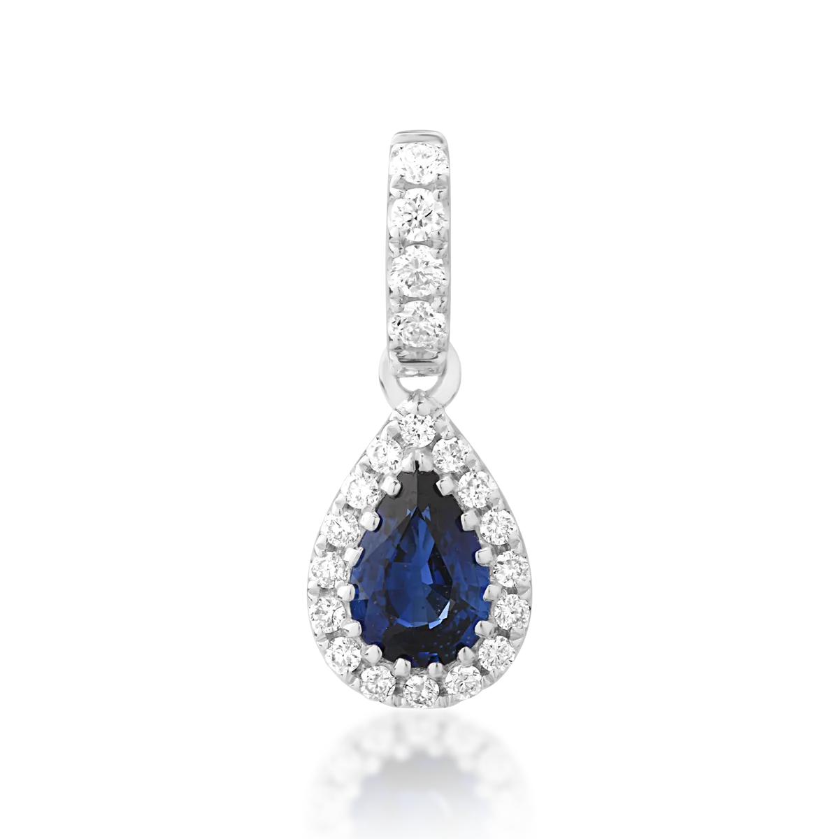 18K white gold pendant with 0.38ct sapphire and 0.12ct diamonds