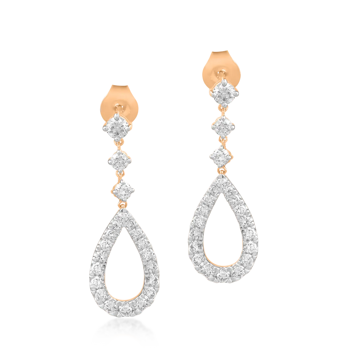 18K rózsa arany fülbevaló 0.93ct gyémántokkal