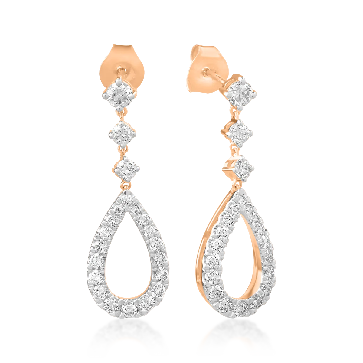 Обеци от 18K розово злато с 0.93ct диаманти