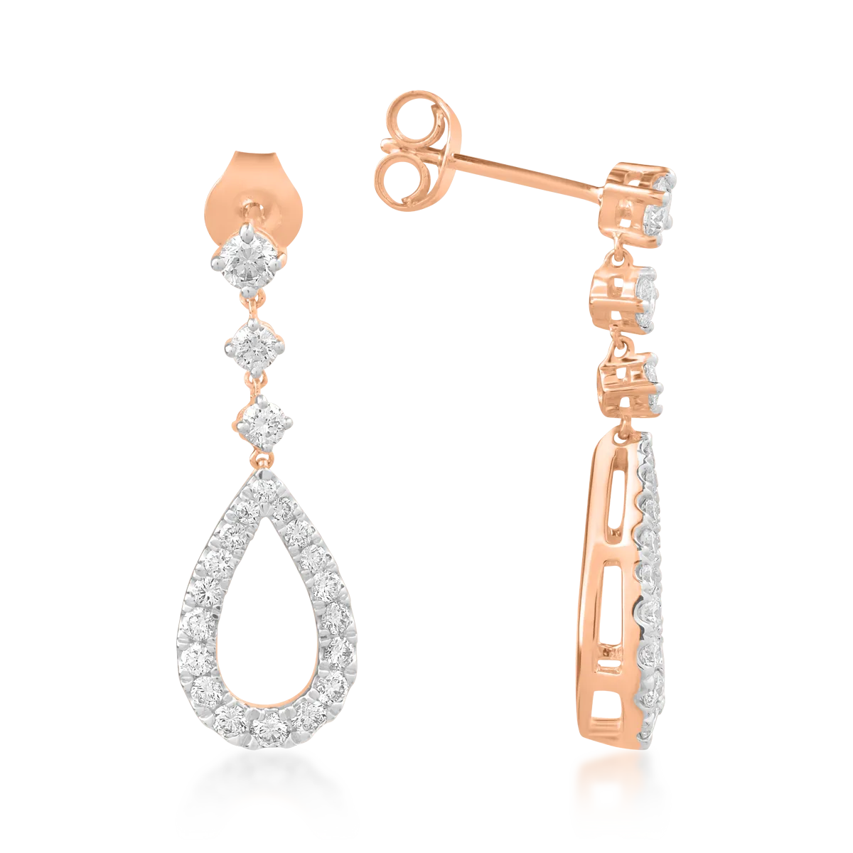 Cercei din aur roz cu diamante de 0.93ct