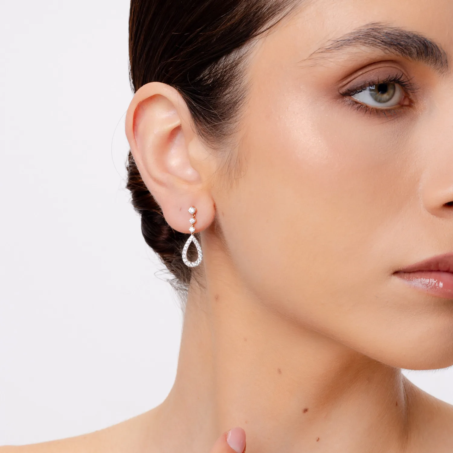 18K rose gold earrings with 0.93ct diamonds