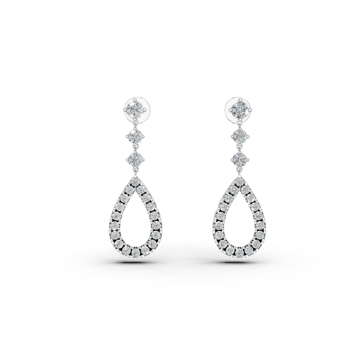 Обеци от бяло злато 18К с диаманти 0.928гкт-118148