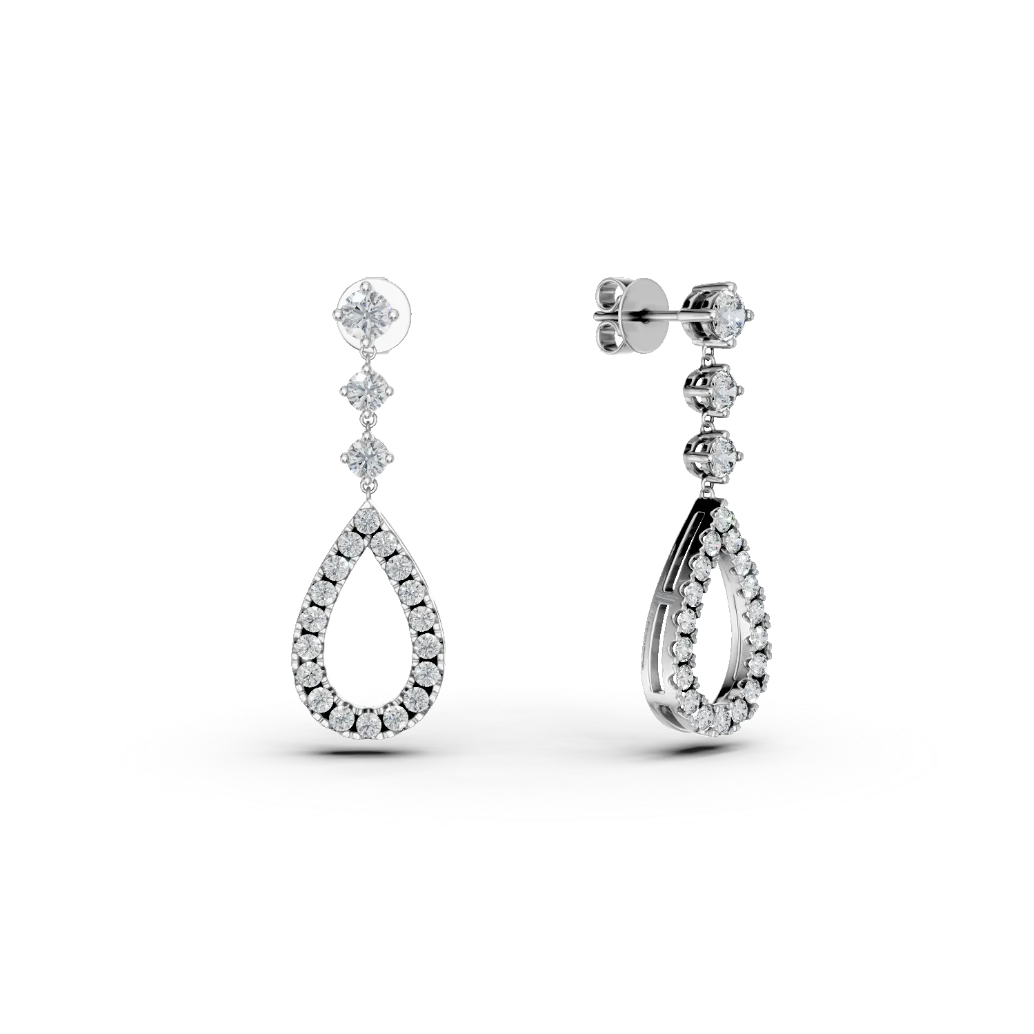 Обеци от бяло злато 18К с диаманти 0.928гкт