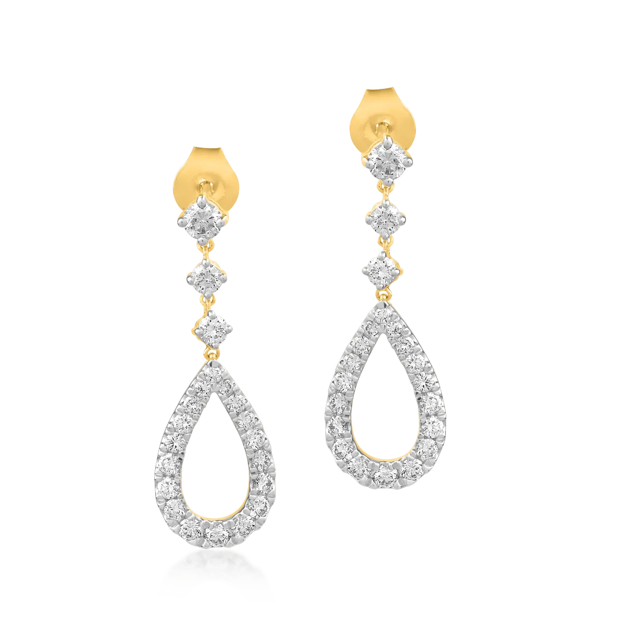 18K yellow gold earrings with 0.925ct diamonds