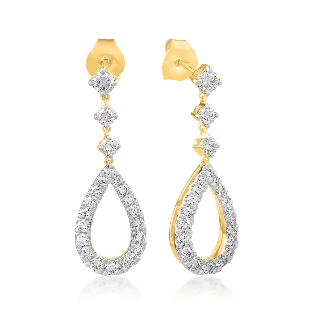 Cercei din aur galben cu diamante de 0.925ct