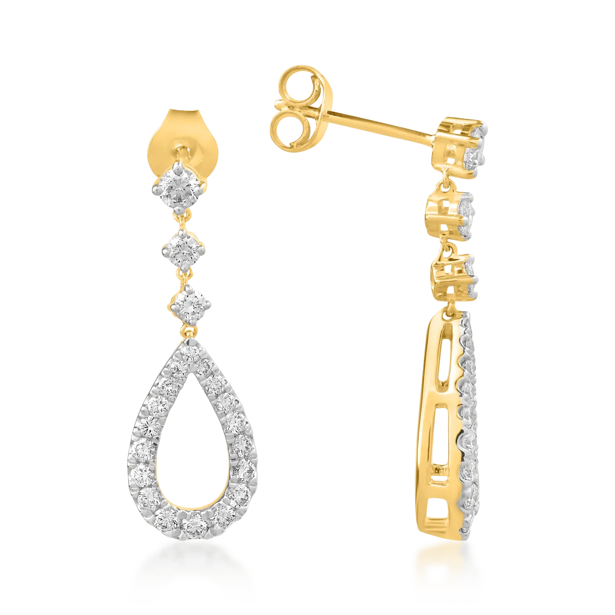 Cercei din aur galben cu diamante de 0.925ct