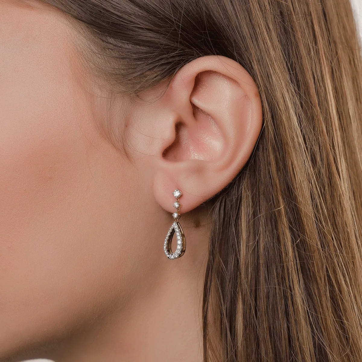 Cercei din aur galben cu diamante de 0.925ct