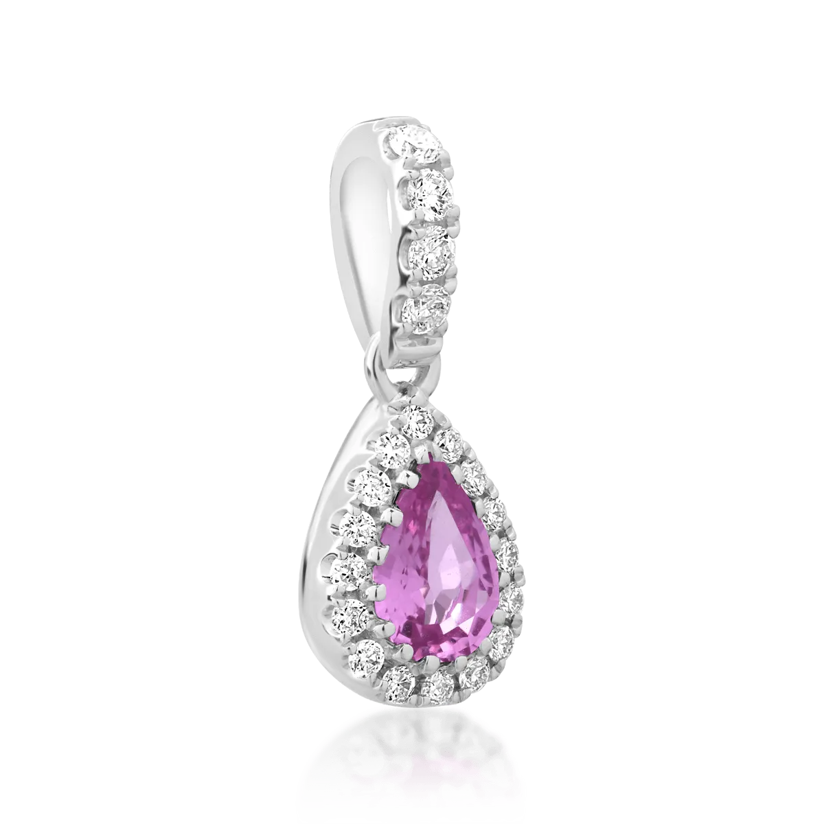 18K white gold pendant with 0.47ct pink sapphire and 0.13ct diamonds
