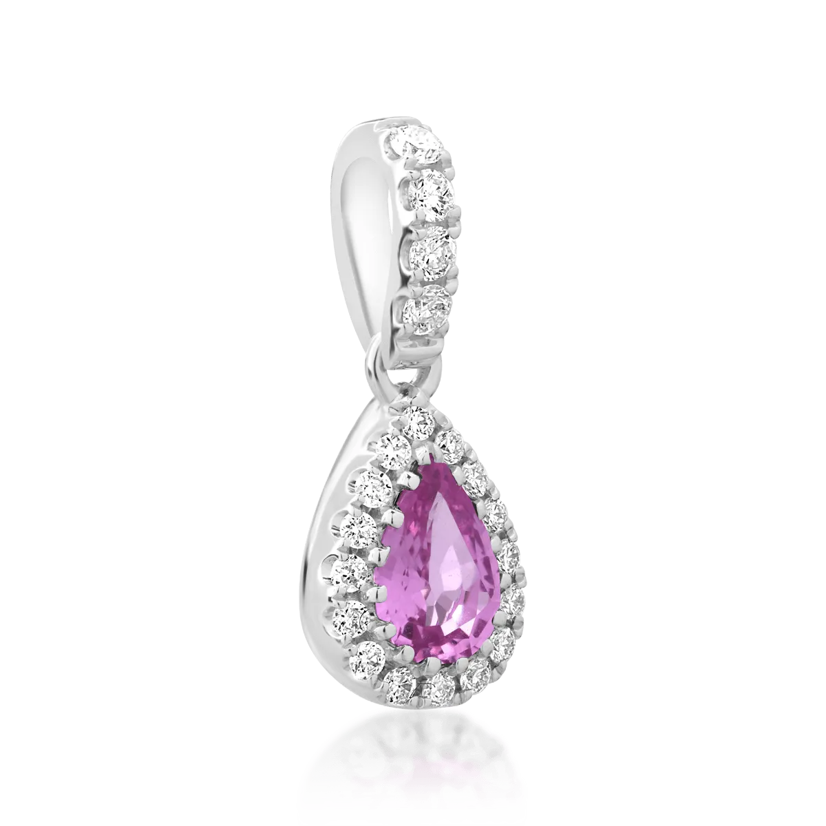 Pandantiv din aur alb cu safir roz de 0.47ct si diamante de 0.13ct