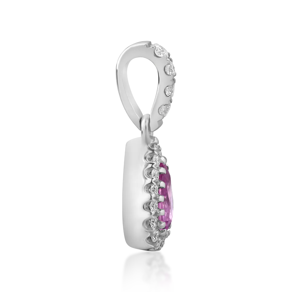Zawieszka z 18K białego złota z 0,5ct różowym szafirem i 0,12ct brylantami