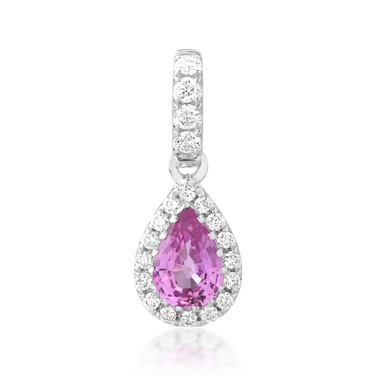 Pandantiv din aur alb de 18K cu safir roz de 0.5ct si diamante de 0.12ct-118150