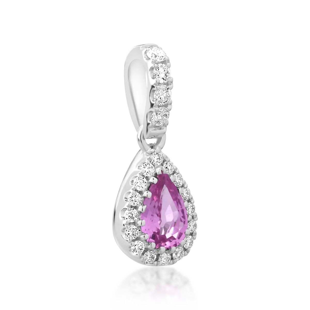 18K fehérarany medál 0.5ct rózsaszín zafírral és 0.12ct gyémántokkal
