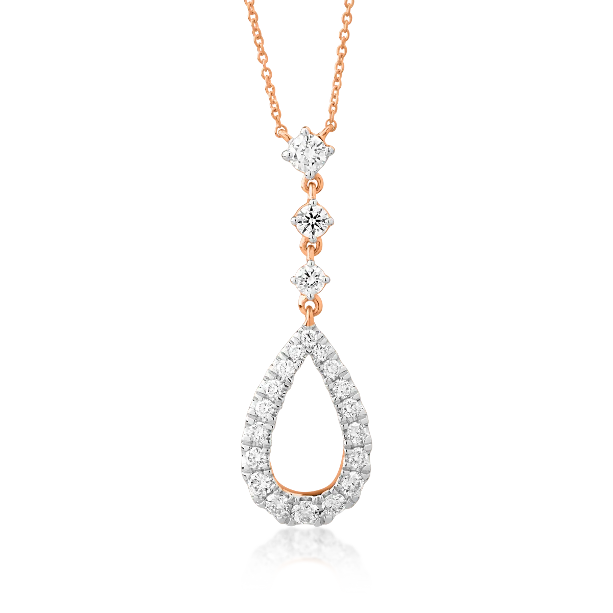 Lant cu pandantiv din aur roz cu diamante de 0.463ct