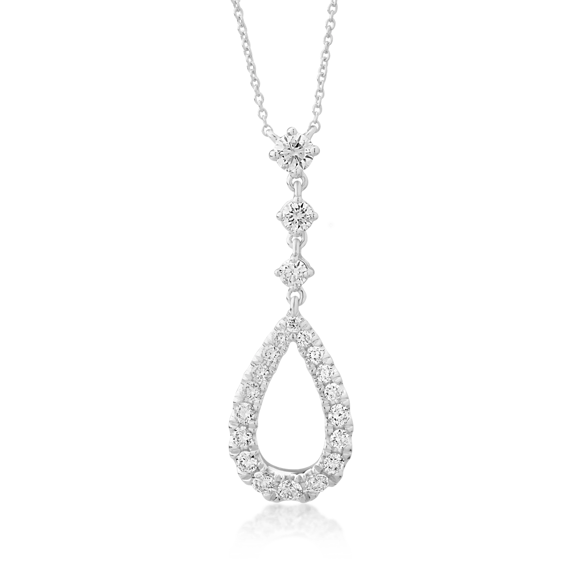 Lant cu pandantiv din aur alb de 18K cu diamante de 0.46ct-118153