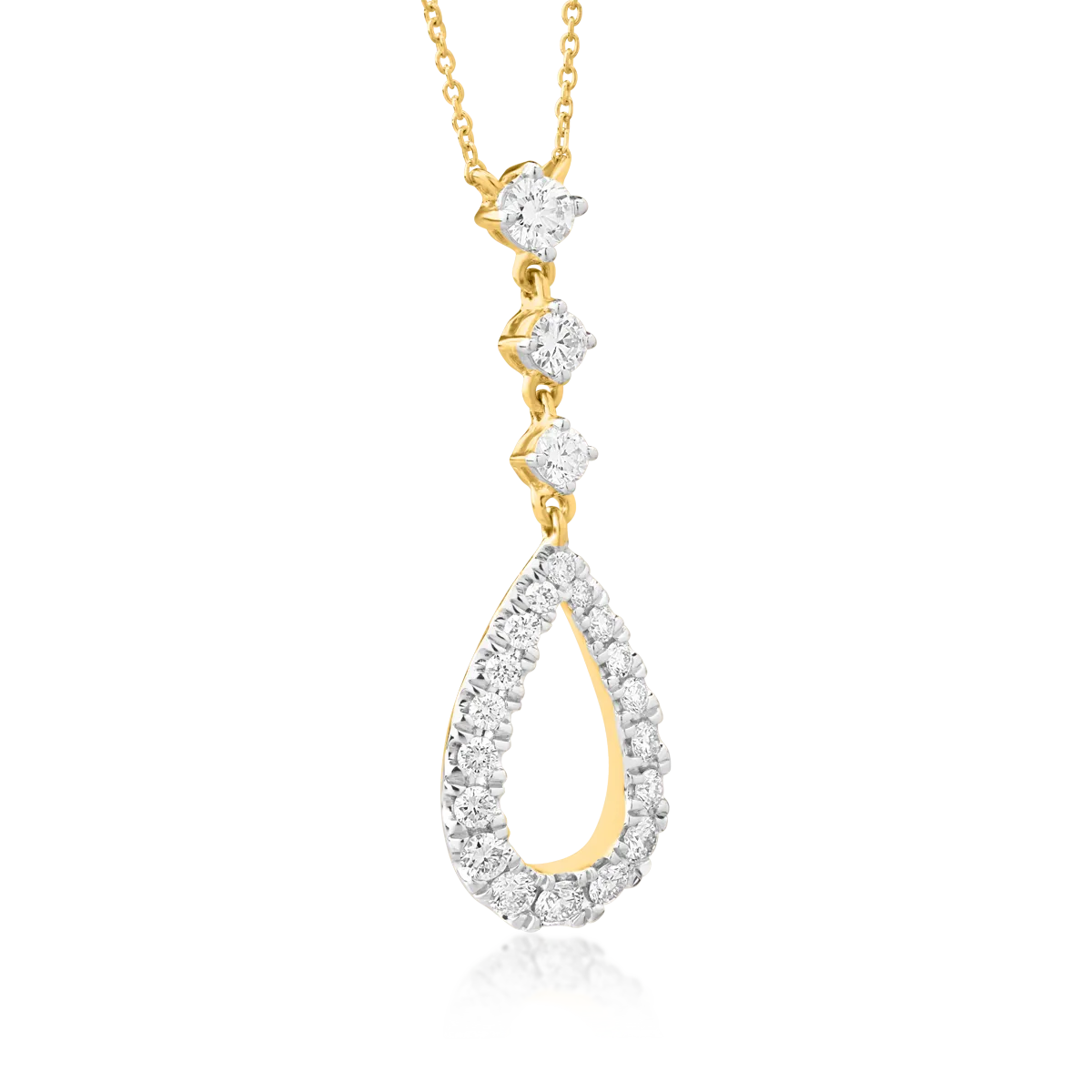 Lant cu pandantiv din aur galben de 18K cu diamante de 0.459ct