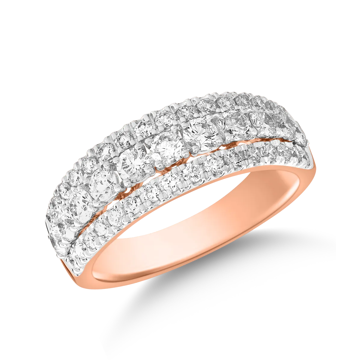 Inel din aur roz de 18K cu diamante de 0.985ct