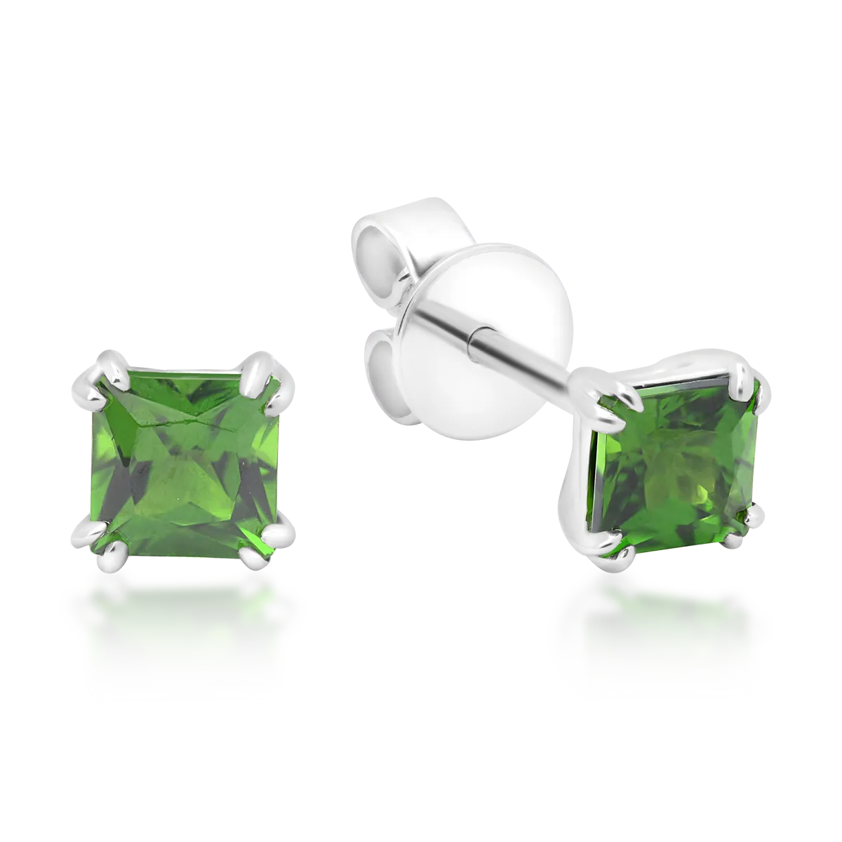 18K white gold earrings with chrom-diopsite of 0.78ct