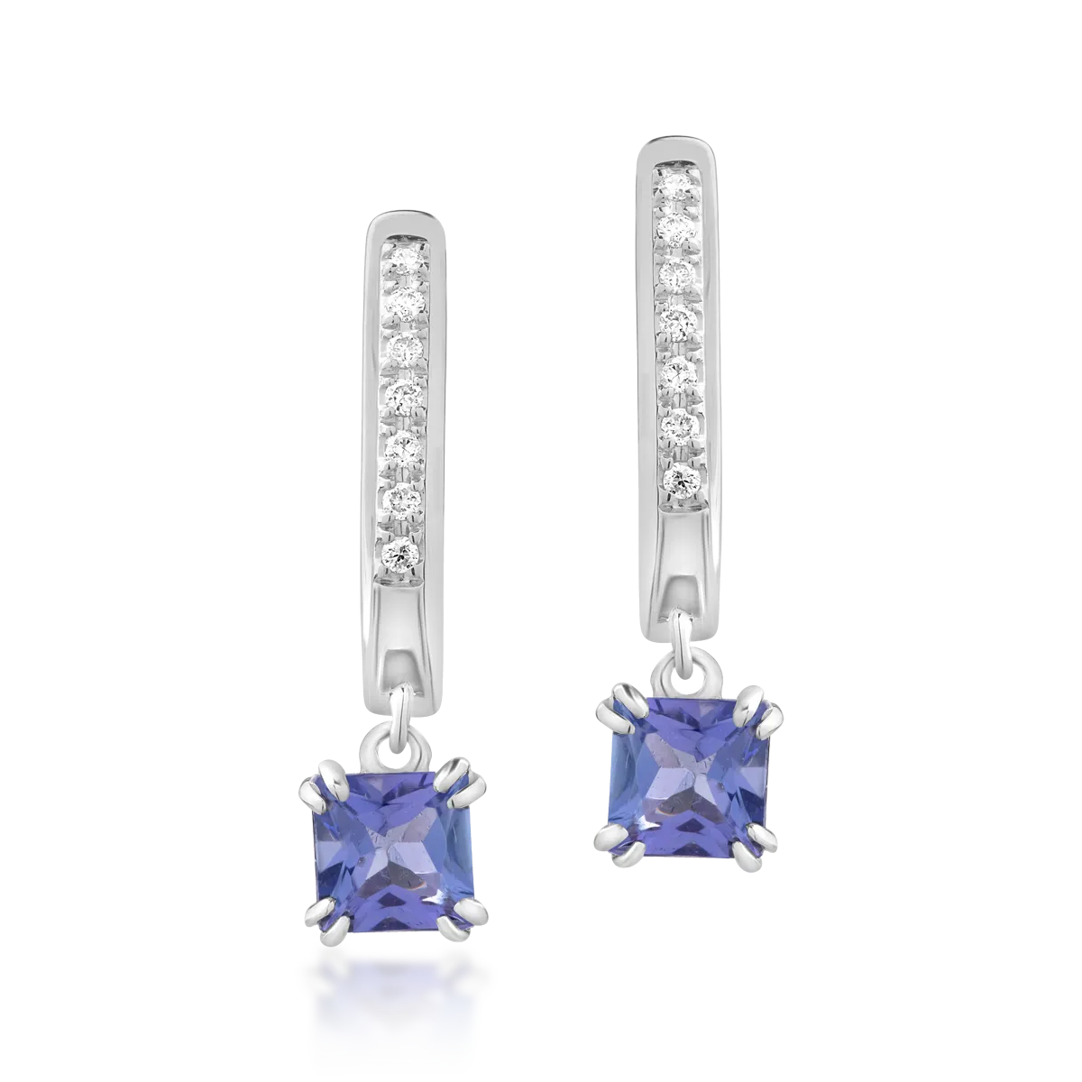 18K white gold earrings with tanzanite of 0.775ct and diamonds of 0.05ct