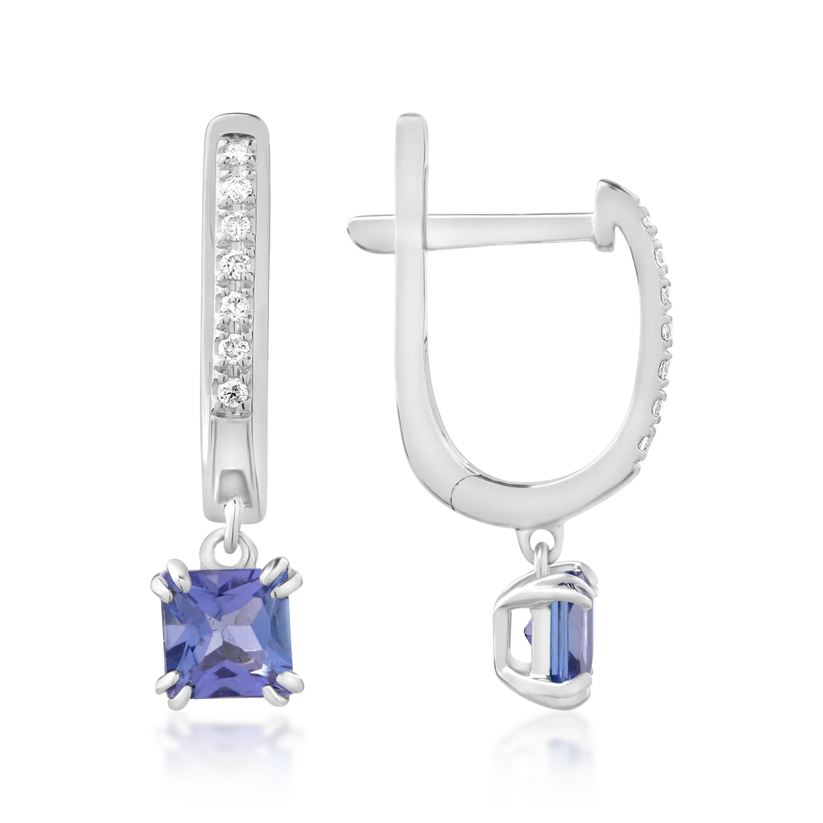Обеци от 18K бяло злато с танзанит от 0.775ct и диаманти от 0.05ct