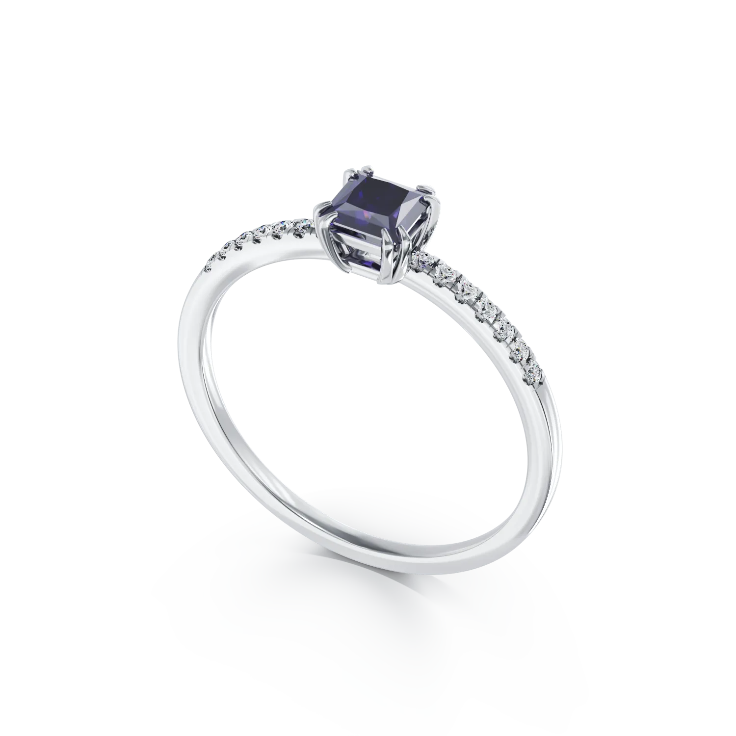 18K white gold engagement ring with 0.38ct tanzanite and 0.05ct diamonds