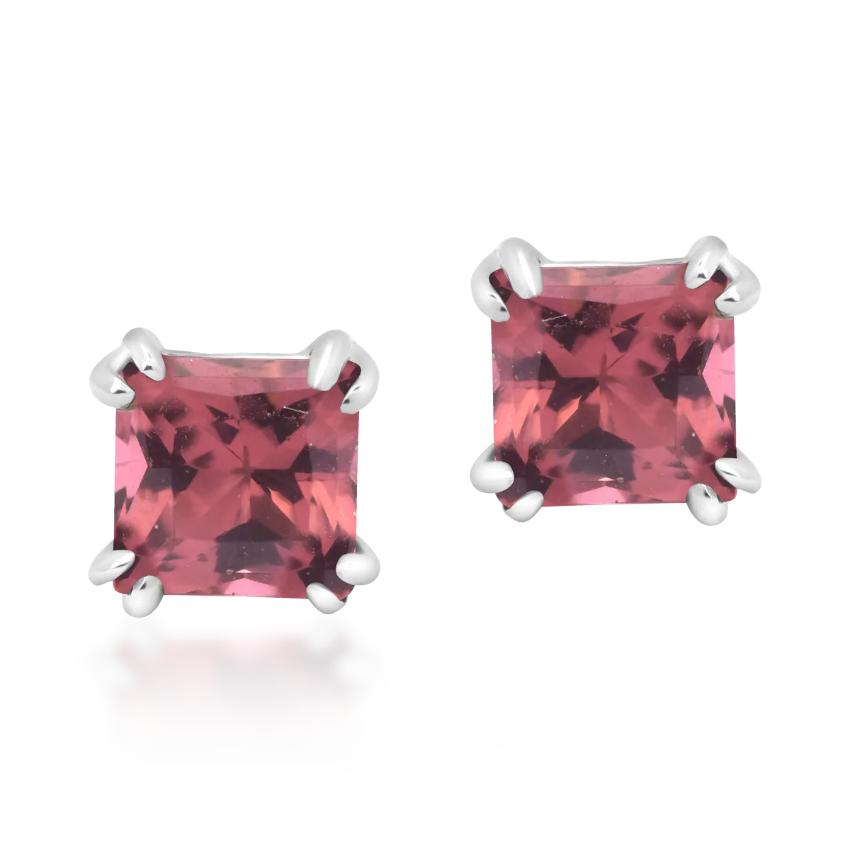 Teilor Cercei din aur alb cu turmaline multicolore princess de 0.7ct