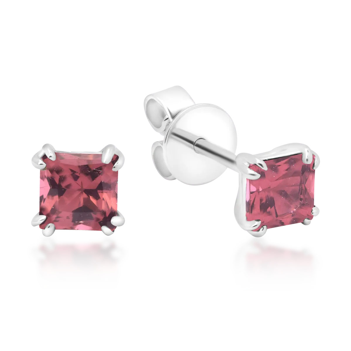 Teilor Cercei din aur alb cu turmaline multicolore princess de 0.7ct