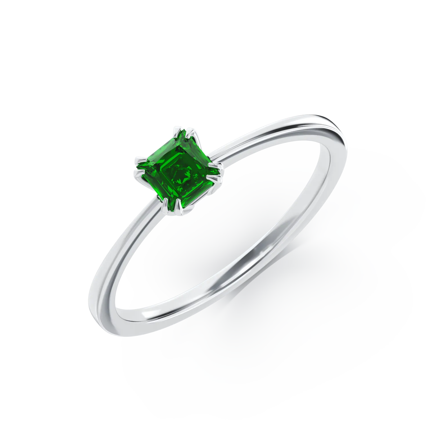 18K fehérarany eljegyzési gyűrű 0.39ct szoliter smaragddal
