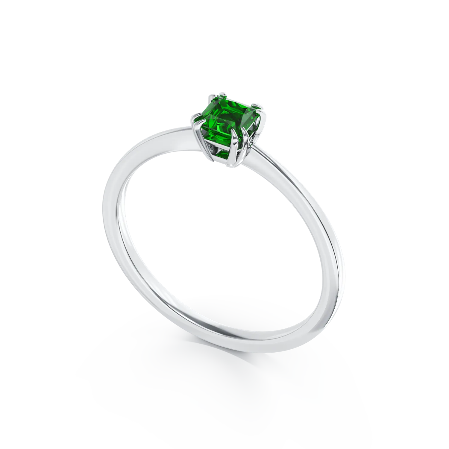 18K white gold engagement ring with 0.39ct emerald