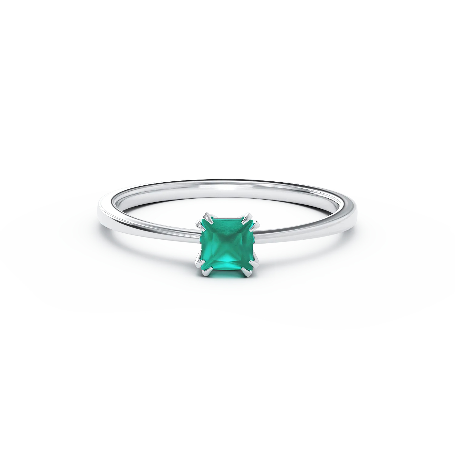 18K white gold engagement ring with 0.41ct emerald