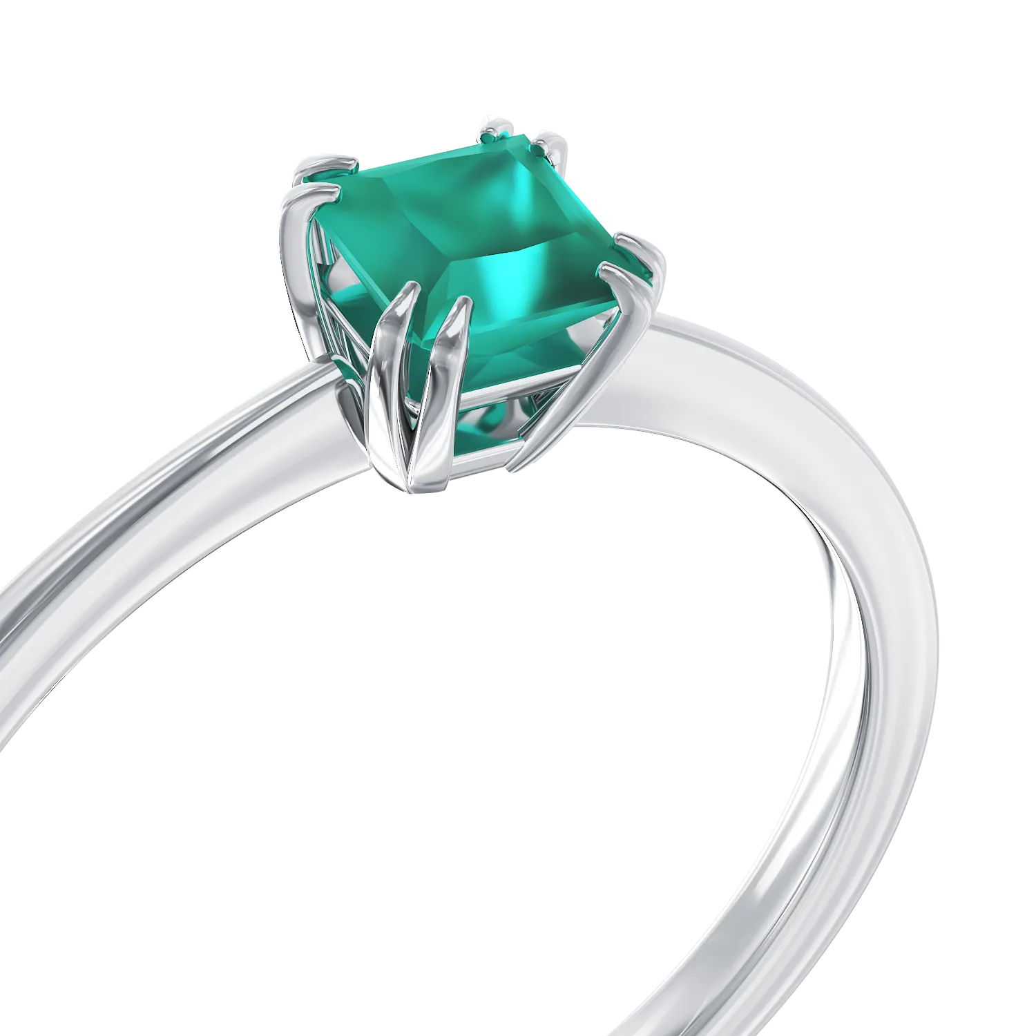 18K white gold engagement ring with 0.41ct emerald
