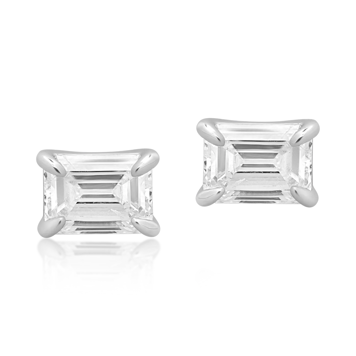 Teilor Cercei din aur alb cu diamante emerald de 0.8ct