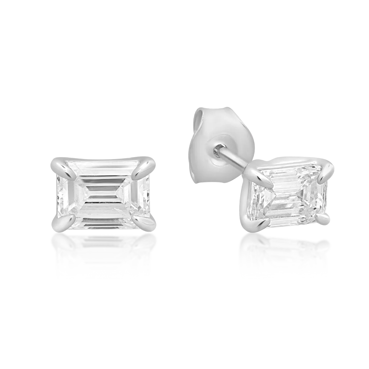 Teilor Cercei din aur alb cu diamante emerald de 0.8ct