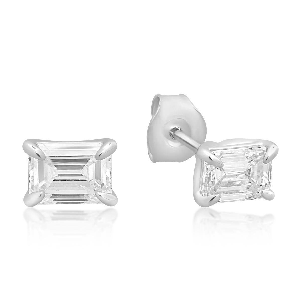 Cercei din aur alb cu diamante emerald de 1.2ct