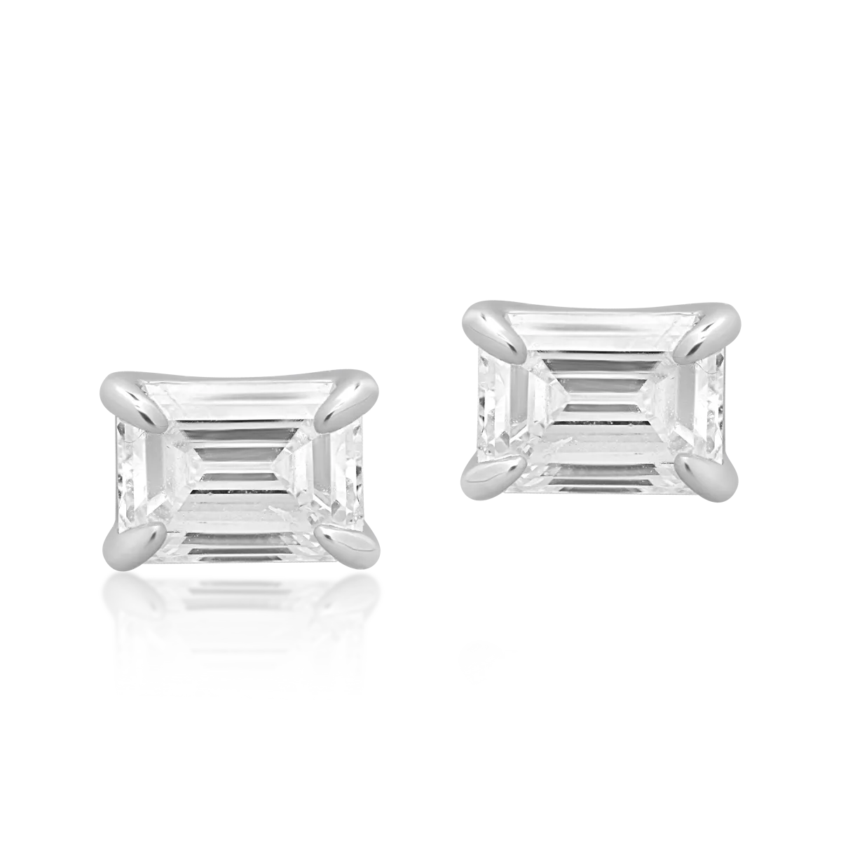 Cercei din aur alb cu diamante emerald de 1.21ct