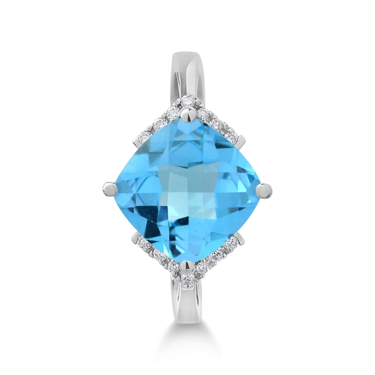 18 karátos fehérarany gyűrű 3.6 karátos kék topázzal és 0.08 karátos gyémántokkal