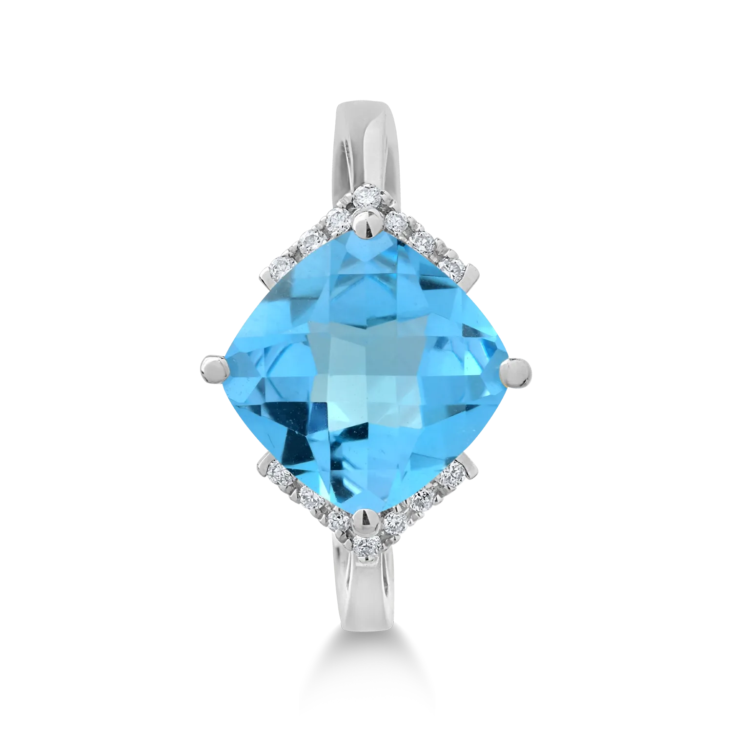 18K white gold ring with 3.6ct blue topaz and 0.08ct diamonds