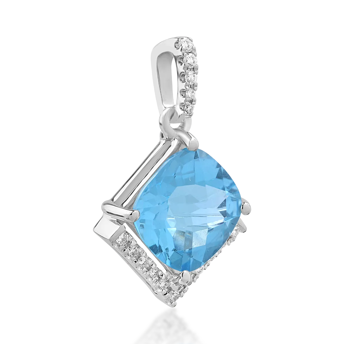 18K white gold pendant with 2.5ct blue topaz and 0.08ct diamonds