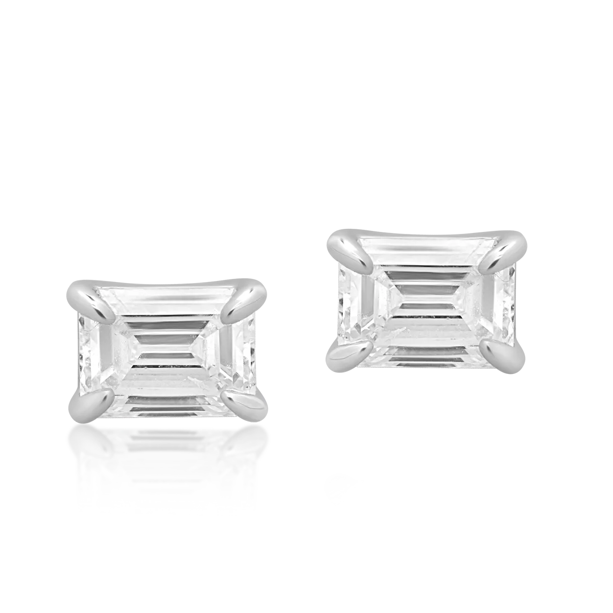 Teilor Cercei din aur alb cu diamante emerald de 1.47ct